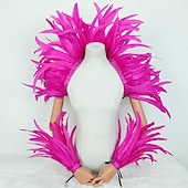 Χαμηλού Κόστους αξεσουάρ-Καθαρενικά 2026 Ρίο Καρναβάλι Σάμπα Αξεσουάρ Καρναβάλι Κόκκινο Και Κίτρινο Φτερό Στολή Σετ Μανίκι Ωμού  Καλύμματα Βραχίονα Για Μάρντι Γκρας Χορό Πάρτι Βραζιλία Φεστιβάλ Ενδυμασίας