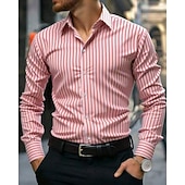 economico Geometrica-Per uomo Camicia Camicia casual Camicia con Bottoni Blu Nero Verde chiaro Rosa Verde Manica Lunga Strisce verticali Bavero Casuale Quotidiano Abbigliamento Moda Casual Confortevole