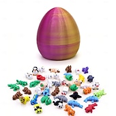 Недорогие Пасха-Пасхальное яйцо, напечатанное на 3D-принтере, с 10 случайными миниатюрными животными внутри, подвижные игрушки, наполнители для пасхальных корзин, забавные коллекционные подарки для детей и взрослых,