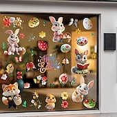 levne velikonoční-9 listů velikonočních samolepek na okna, velikonoční motocyklový zajíček s roztomilým králíkem a vajíčkem do výlohy, statické samolepky na okna.