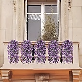 levne Umělé květiny-4 svazky závěsných umělých macešek, venkovní umělá květinová dekorace, UV odolné realistické umělé květiny pro venkovní zahradu, verandu, balkon, interiér domu a svatební dekorace