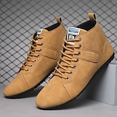 tanie Botki-stylowe, szare, męskie trampki za kostkę – miękkie, zamszowe buty ze skóry ekologicznej ze sznurowadłami, idealne na co dzień, do ulicznego stylu i codziennej wygody