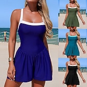 Χαμηλού Κόστους Surfing Tankinis και Bikinis-Γυναικεία Φορέματα Κολύμβησης Μονόχρωμο Ελαστικό Αμάνικο Μαγιό Σέρφινγκ Παραλία Διακοπές Καλοκαίρι