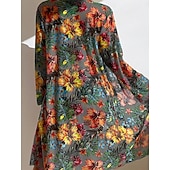 halpa 3 kpl bikinisetti-Naisten bikinit 3-osainen uimapuku palm alushousut slim selkä avoin lomaranta-asu kukkakuviolla lehtikuvio pyöreä kaula-aukkoinen hihaton uimapuku