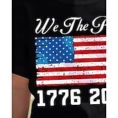 preiswerte 250. Jahrestag USA-100% Baumwolle Kinder Mädchen Schwarz Grafik USA Flagge 250-jähriges Jubiläum Amerikanische US-Flagge für Kinder T-Shirt Rundhalsausschnitt Kurzarm Urlaub Sport &amp; Outdoor Alltagskleidung Hawaiianisch