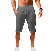 Недорогие Классический-Муж. Шорты Летние шорты Пляжные шорты Кулиска Полотняное плетение Йога Бизнес Пляж Гавайский На каждый день Черный Белый