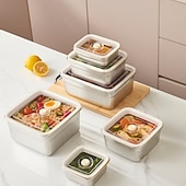 billige Kjøkkenoppbevaring-vakuummatbeholder matvaregodkjent sus304 forseglet matoppbevaringsboks bento lunsjboks for frukt, kjøleskapsikker, lufttett måltidsbeholder (firkantet)