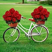 levne Umělé květiny-6 větví, kytice z umělých pelargónií odolných proti UV záření, 30 stonků/větví, zářivě červené květy s bujným zeleným olistěním, realistická plastová dekorace do interiéru/venkovního prostředí,