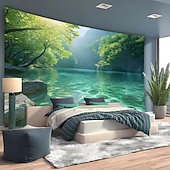 economico Arazzi da parete-arazzo Striscioni Coperta Lago 森林 3D Camera da letto Soggiorno Dormitorio Stanza per adolescenti Dormitorio universitario Portico a muro Arredamento per la casa