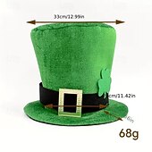  Szent Patrik-napi partikalapok lóhere mintával, zöld &fekete poliészterből készült eldobható fesztiválkalapok, tollmentesek, tökéletesek beltéri bulikhoz, fotózáshoz,
