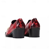 abordables Mocassins en cuir de qualité supérieure-Chaussures habillées rouges vernies pour homme avec bout doré, chaussures de cérémonie élégantes pour les mariages et les réceptions formelles.