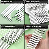 رخيصةأون أدوات وأجهزة المطبخ-أسياخ شواء من الفولاذ المقاوم للصدأ 304 بطول 35 سم / 13.8 بوصة، أسياخ كباب مسطحة مع أنبوب تخزين معدني محمول عريض، أعواد شواء قابلة لإعادة الاستخدام للحوم والروبيان والدجاج والخضروات