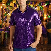 economico Cime-Retrò Vintage Anni '70 Rave T-shirt Polo Maniche corte Disco Paillettes Costume Per uomo Halloween Carnevale Festival Musicale Parata dell'Orgoglio Mese dell'orgoglio Adulti Maglietta Primavera