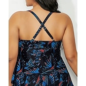 abordables Surf Tankinis &amp; Bikinis-Femmes Maillot de bain 2 Pièces Tankini grande taille Tropical Ultra Léger (UL) Contrôle du ventre Élastique Sans manches Maillot de Bain Surf Plongée en apnée Été