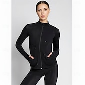 cheap Figure Skating Jackets &amp; Vests-Figure Skating Fleece Jacket Women's Ice Skating Jacket Top Black Patchwork Spandex Stretchy Training Competition Skating Wear Thermal Warm Classic Long Sleeve Ice Skating Figure Skating