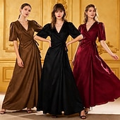 economico Abiti degli anni '20-Anni Ruggenti Anni 1920 Lunghezza al pavimento Vestito Lunghe Il grande Gatsby Linea ad A Scollo a V Costume Per donna Natale Carnevale Feste Formale Cocktail party Adulti Vestito Inverno