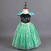 Недорогие Костюмы для девочек-Снежная Королева Морозный Сказка Принцесса Анна Платье девушки цветка Костюм для тематической вечеринки Тюль Платья Косплей for Девочки Детские Рождество Карнавал Маскарад Свадьба Свадебный гость