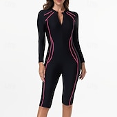 preiswerte One Pieces Rash Guards-Damen Anti UV Shirt Badeanzug Einteilige Patchwork Reißverschluss UV Schutz Hohe Elastizität Langarm Bademode Surfen Tauchen Schnorcheln Sommer