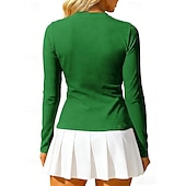 San Patricio Mujer Camisa de entrenamiento Camiseta de tenis Elegante Estampado Protección UV Elástico Tenis pepinillo Corriendo Camiseta Verde Ropa de tenis