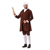  250. výročí USA Rokoko Barroco Úbory Dlouhé rukávy George Washington Koloniální Revoluční válka Maškarní kostým Pánské Karneval Den nezávislosti 4. července Dospělí Kabát Kalhoty Límeček