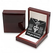 levne Dárkové předměty-Náhrdelník "To My Love", náhrdelník z nerezové oceli pro ženy, dřevěná světelná dárková krabička, dárek pro manželku ke dni matek, Valentýna, výročí svatby, laserově gravírovaný vícevrstvý přívěsek