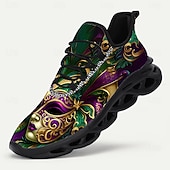 economico Scarpe da uomo-Scarpe da ginnastica a tema Carnevale da uomo per Mardi Gras con design vivace di maschera di maschera – Calzature divertenti e colorate per Carnevale feste e festival