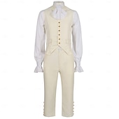  250-jähriges Jubiläum USA Rokoko Barock Outfits langarm George Washington Alexander Hamilton Kolonial Kostüm Herren Karneval Unabhängigkeitstag 4. Juli Erwachsene Mantel Hose Kragen