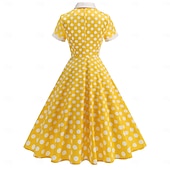 olcso Ruhák-1950-es Retró Rockabilly Déli Swing ruha Flare ruha Rövid ujjú Pöttyös Karcsúsított Jelmez Női Farsang Valentin nap Hétköznapi Hazaérkezés Retro témájú buli Felnőttek Ruha Tavaszi nyár