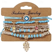 billiga Armband och armringar-Klassisk flätad Blomma Mode Trä Armband Smycken Svart / Rubinrött / Mörkblå Till Dagligen Helgdag Datum