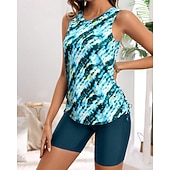 Χαμηλού Κόστους Surfing Tankinis και Bikinis-Γυναικεία Μαγιό Τανκίνι Δύο Κομμάτι Μαγιό Γραφική Φαρδύ μανίκι Προστασία UV Υψηλή Ελαστικότητα Αμάνικο Μαγιό Σέρφινγκ Καταδύσεις Ψαροντούφεκο Καλοκαίρι