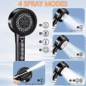 Χαμηλού Κόστους Σετ αξεσουάρ μπάνιου-5 τεμάχια χειροκίνητη κεφαλή ντους υψηλής πίεσης, τέσσερις λειτουργίες ψεκασμού, κεφαλή ντους με σταγόνες νερού ιόντων, επιτοίχια τοποθέτηση, με διακόπτη on/off, φιλτραρισμένο μασάζ ντους με λάστιχο