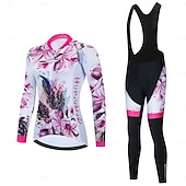 economico Set di abbigliamento da donna-Per donna Maglia da ciclismo con salopette Manica Lunga Mountain Bike MTB Ciclismo su strada Estate Primavera Rosso / Bianco Nero / Rosso Motivo Floreale Bicicletta Cuscinetto 3D Asciugatura Rapida