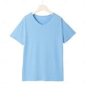 baratos Camisetas de Algodão e Linho-Homens Camiseta Camisas antiumidade Manga Curta Decote V Verão Primavera Tecido Esportes Básico Casual Estilo Clássico Puro Casual Branco Azul Claro Preto Top Tee para Homens