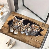 Недорогие Коврики-3D оптическая иллюзия коврик для двери визуальная ловушка напольный коврик нескользящий милый котенок дизайн с выглядывающим деревом для дверного проема ванной комнаты indoors outdoors диатомит