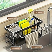 billiga Event &amp; Party Supplies-Praktisk hyllställning multifunktionell plastförvaringsuppsättning för kök och badrum - hängande förvaringsställ för kranar lämplig för disktrasor, svampar, borstar - hållbar, lättrengjord