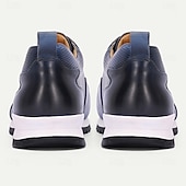 preiswerte Premium Leder Sneaker-Marineblaue Herren-Sneaker aus Leder – stylische, atmungsaktive Sneaker mit perforiertem Design, perfekt für aktive und lässige Outfits.