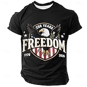  2026年7月4日 250周年追悼日 男性 3D印刷 米国旗 クルーネック 短袖 Tシャツ デイリー ストリート