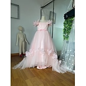 abordables Robes de Fille de Fleurs-Robe de demoiselle d'honneur, robe de première communion, robe de fête, robe de mariage, robe de princesse, robe de Noël, robe de carnaval, robe froncée unie, robe bustier, robe blanche, robe rose, robe à col rond, robe blanche, robe rose, robe à partir d