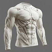 voordelige 3D T-shirts-Voor heren 3D Simulatie T-shirt Lange mouw T-shirt 3D-afdrukken Strakke ronde hals Overhemd Modieus overdreven Dagelijks Straat Zwart Wit Bruin Zomer Lente Herfst Kleding S M L XL XXL XXXL