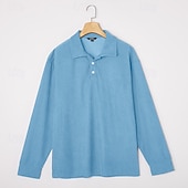 economico Polo classica da uomo-Per uomo Camicia di Velluto a Coste Testurizzato Casuale Sportivo Bavero Manica Lunga Moda Essenziale Blocco di colori Bottoni Caldo Autunno Primavera &amp; Autunno Vestibilità regolare Nero Blu scuro