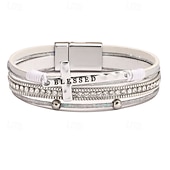 olcso Karkötők és karperecek-Többrétegű Klasszikus Redőzött Križ Divat Bőr Karkötő ékszerek Fekete / Fehér / Arcpír rózsaszín Kompatibilitás Napi Szabadság Randi