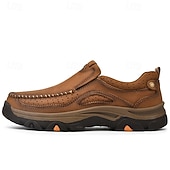 ieftine Pantofi casual slip-on-Teniși bărbătești maro din piele întoarsă și piele ecologică, cu design respirabil – încălțăminte sport și rezistentă, perfectă pentru activități în aer liber, alergare și ținute casual