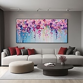 halpa Kukka-/kasvitaulut-käsintehty 3d vaaleanpunainen kirsikankukka kankaalle öljymaalaus käsinmaalattu värikäs kukka maisema kevät sisustus abstrakti kuvioitu seinätaide alkuperäinen kirsikankukka