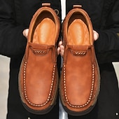 ieftine Pantofi casual slip-on-Teniși bărbătești maro din piele întoarsă și piele ecologică, cu design respirabil – încălțăminte sport și rezistentă, perfectă pentru activități în aer liber, alergare și ținute casual