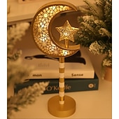 olcso Ramadan dekorációs fények-ramadan eid led dekoratív fényjelzés csillag hold vár beltéri hálószoba ünnepi hangulatú függőlámpa aa elemdoboz 30cm magasság