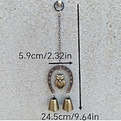 cheap Wall Sculptures-A Lucky Horseshoe Owl Wind Chime, Outdoor Iron Art Love Wind Chime, Vintage Horseshoe Design, Valentine's Day Iron Nail Wind Chime Home Decoration for Good Luck in Love, Perfect Garden Ornament
