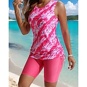 Χαμηλού Κόστους Surfing Tankinis και Bikinis-Γυναικεία Μαγιό Τανκίνι Δύο Κομμάτι Μαγιό Γραφική Φαρδύ μανίκι Προστασία UV Υψηλή Ελαστικότητα Αμάνικο Μαγιό Σέρφινγκ Καταδύσεις Ψαροντούφεκο Καλοκαίρι