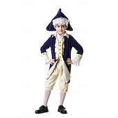  250th Anniversary USA Rococo Baroque Outfits Long Sleeves George Washington Alexander Hamilton Colonial Fancy Dress Boys' Carnival Independence Day 4th of July Kid's Coat Pants Collar