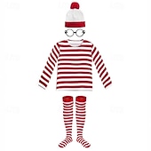 tanie Kostiumy damskie-Strój karnawałowy 2026 Więcej akcesoriów Wymyślny kostium Wally Biały i czerwony Prążki Dla dorosłych Damskie Halloween Karnawał Impreza Spektakl Wystroić