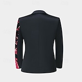 cheap Ring Bearer Suits &amp; Outfits-Kids Boys' Blazer Outerwear Sequin Tree Long Sleeve Pocket Buttons Coat Party Fashion Streetwear Cool Blue Red Purple Spring Fall 4-12 Years